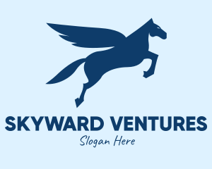 Blue Flying Pegasus  logo design