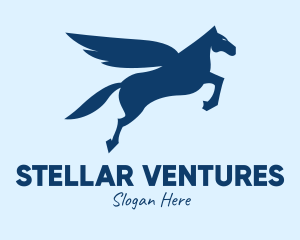 Blue Flying Pegasus  logo design