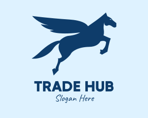 Blue Flying Pegasus  logo design