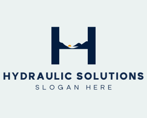 Horizon Mountain Letter H logo design