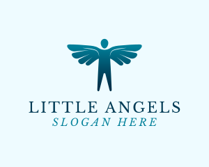 Winged Man Silhouette logo design