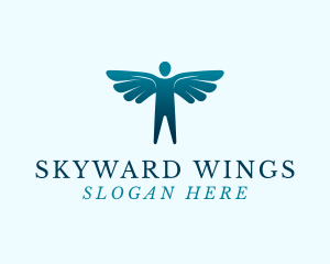 Winged Man Silhouette logo design