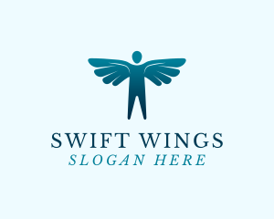 Winged Man Silhouette logo design