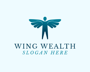 Winged Man Silhouette logo design