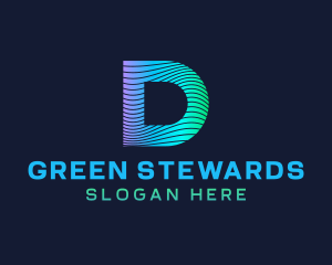 Gradient Stripes Letter D logo design