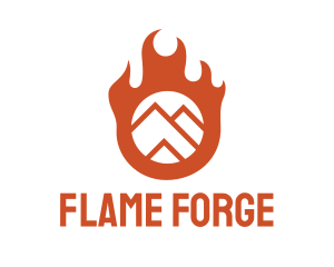 Orange Flame Mountain logo design