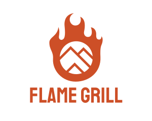 Orange Flame Mountain logo design