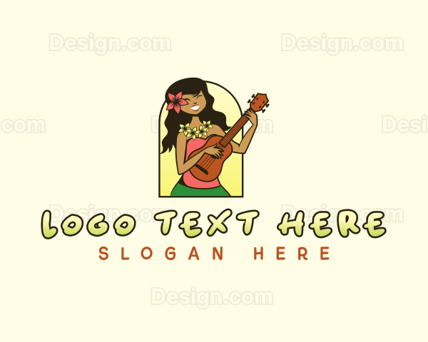 Ukelele Hawaiian Girl Logo