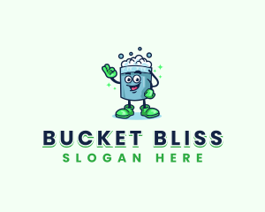 Bucket Cleaning Janitor logo design