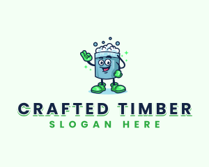 Bucket Cleaning Janitor logo design