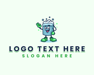 Clean - Bucket Cleaning Janitor logo design