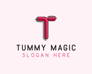 Red Pink Letter T logo design