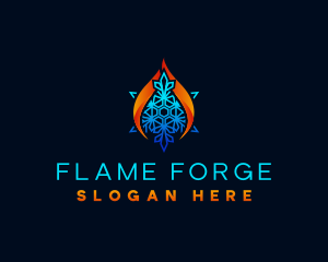 Flame Snowflake HVAC logo design