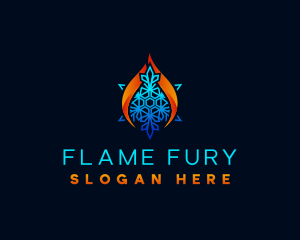 Flame Snowflake HVAC logo design