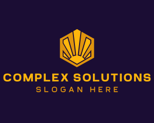 Sunrise Solar Hexagon logo design