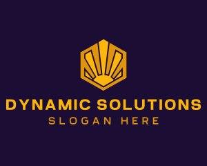 Sunrise Solar Hexagon logo design