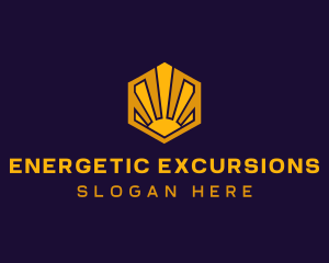 Sunrise Solar Hexagon logo design