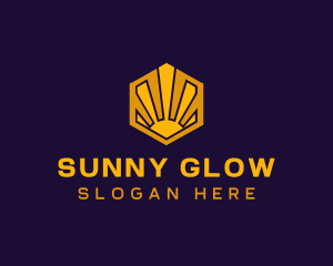 Sunrise Solar Hexagon logo design