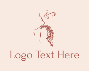 Woman Feather Line Art  logo design