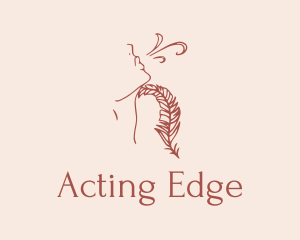 Woman Feather Line Art  logo design