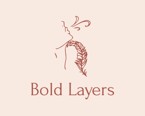 Woman Feather Line Art  logo design