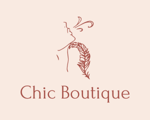 Woman Feather Line Art  logo design