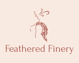 Woman Feather Line Art  logo design