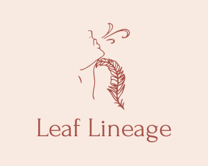 Woman Feather Line Art  logo design