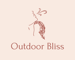 Woman Feather Line Art  logo design