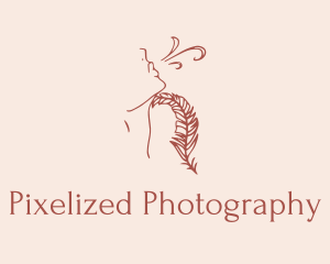 Woman Feather Line Art  logo design