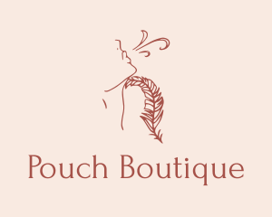 Woman Feather Line Art  logo design