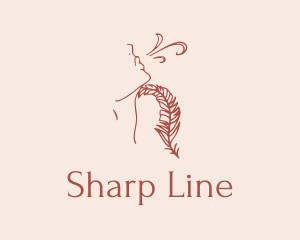 Woman Feather Line Art  logo design