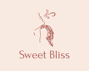 Woman Feather Line Art  logo design