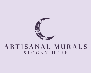 Floral Crescent Moon logo design