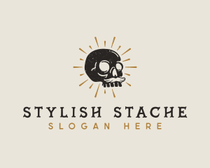 Hipster Skull Mustache logo