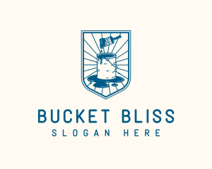 Paint Brush Bucket Shield logo design