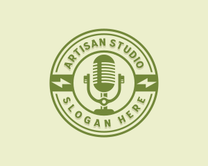 Microphone Podcast Studio logo design