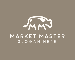 Cow Animal Letter MM logo design