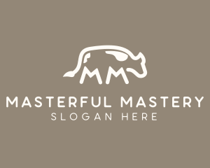 Cow Animal Letter MM logo design