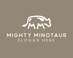 Cow Animal Letter MM logo design