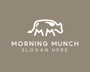 Cow Animal Letter MM logo design