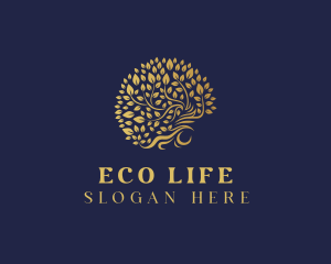 Gold Eco Tree  logo design