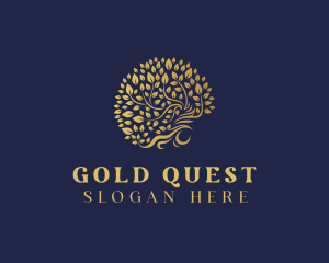 Gold Eco Tree  logo design