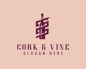 Wine Bottle Serpent logo design