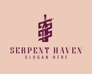 Wine Bottle Serpent logo design