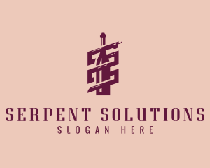 Wine Bottle Serpent logo design