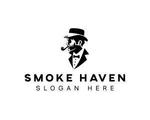 Smoking Gentleman Hat logo design