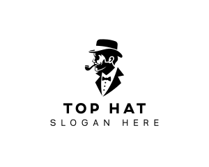 Smoking Gentleman Hat logo design