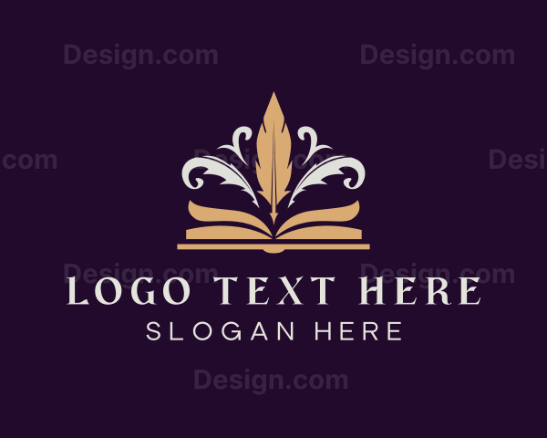 Feather Quill Pen Book Logo