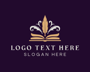 Feather Quill Pen Book Logo